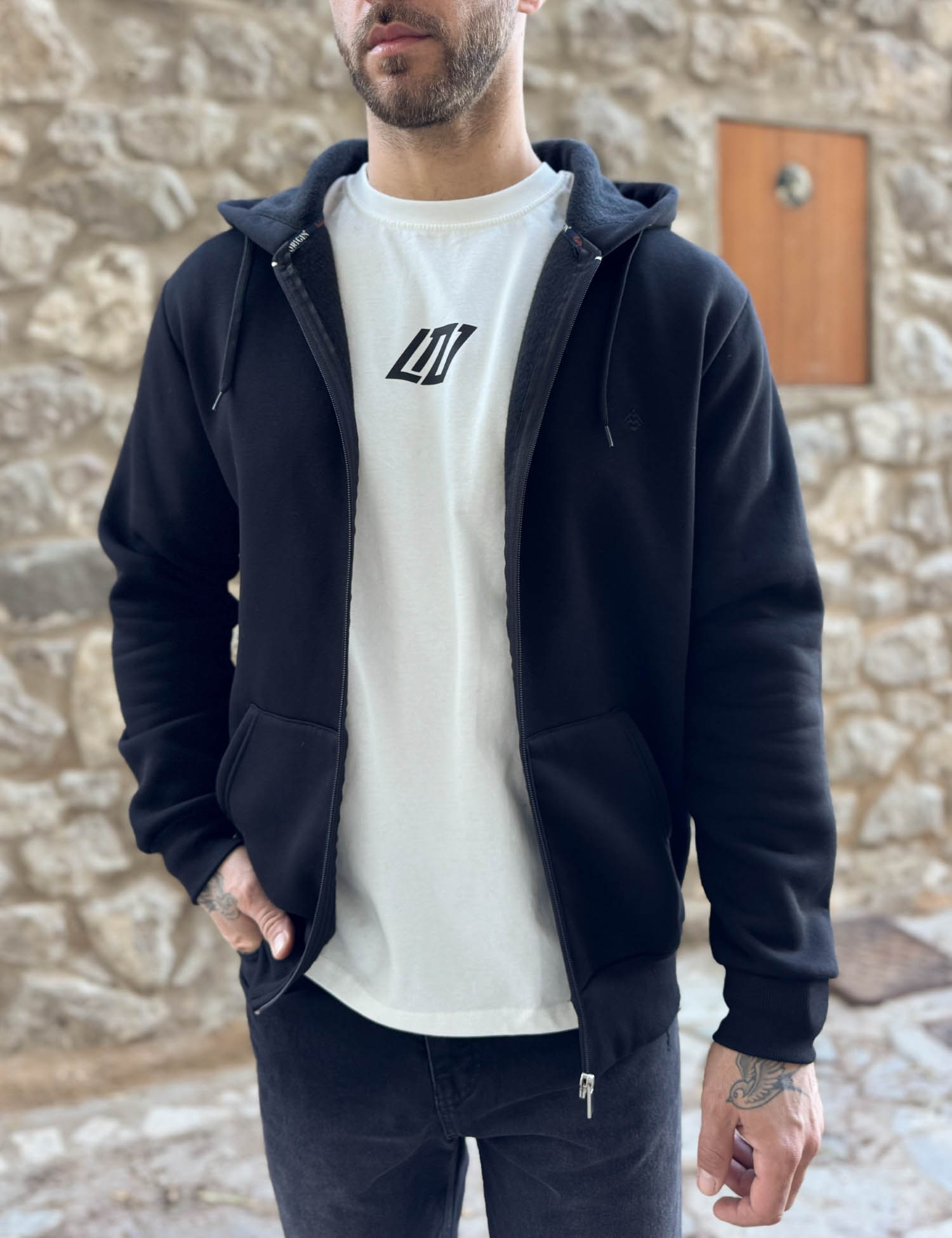 Origin Origin ανδρική Plus Size μαύρη ζακέτα φούτερ 261057